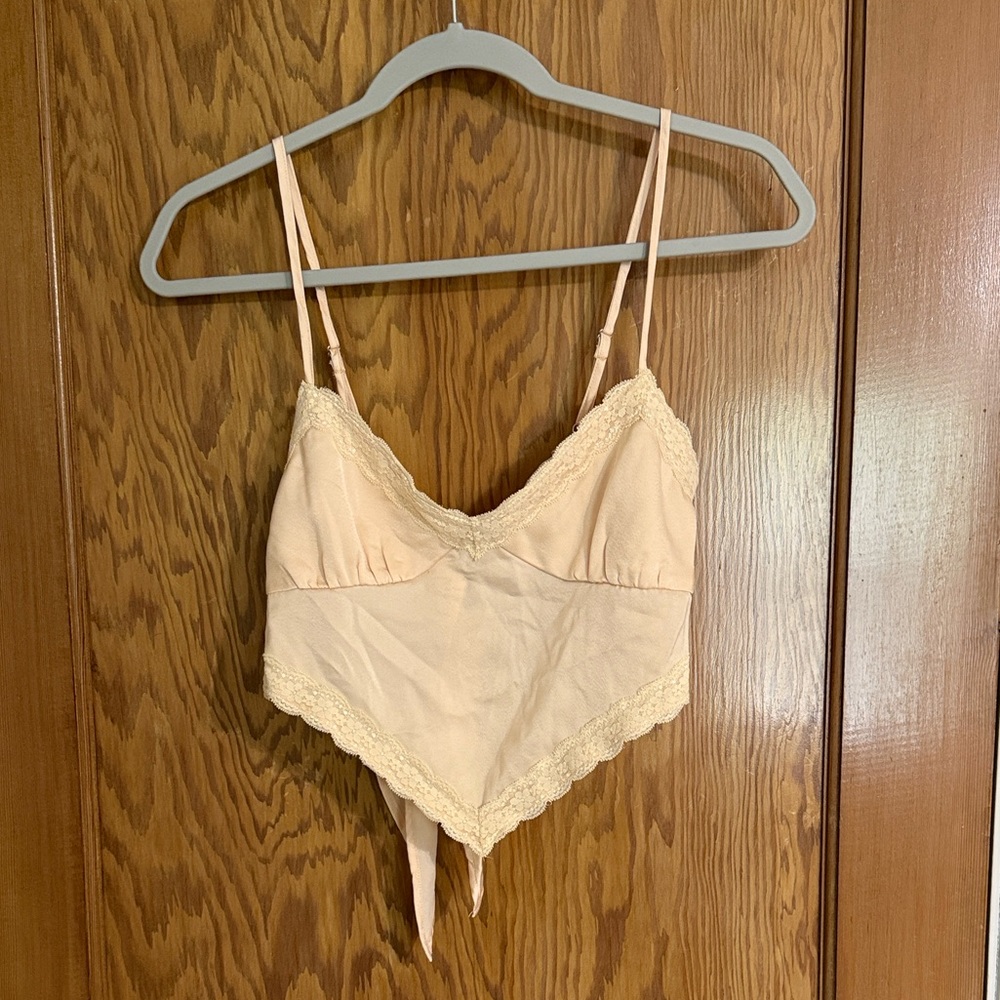 Cream Lace Trim Top